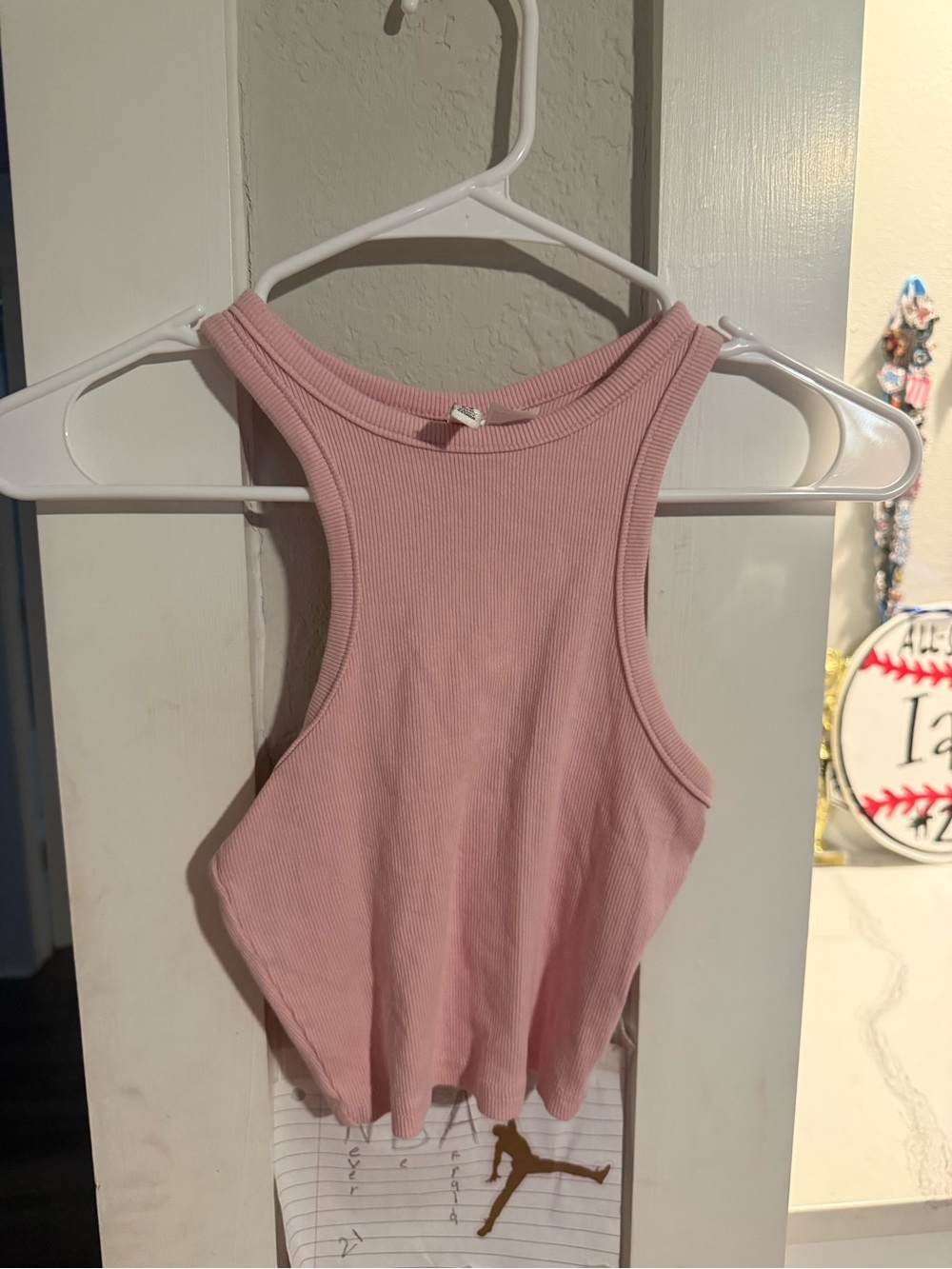 H&M Dusty Rose Ribbed Racerback Tank Top